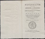Notificatie by Minister of Finances (1806). 1